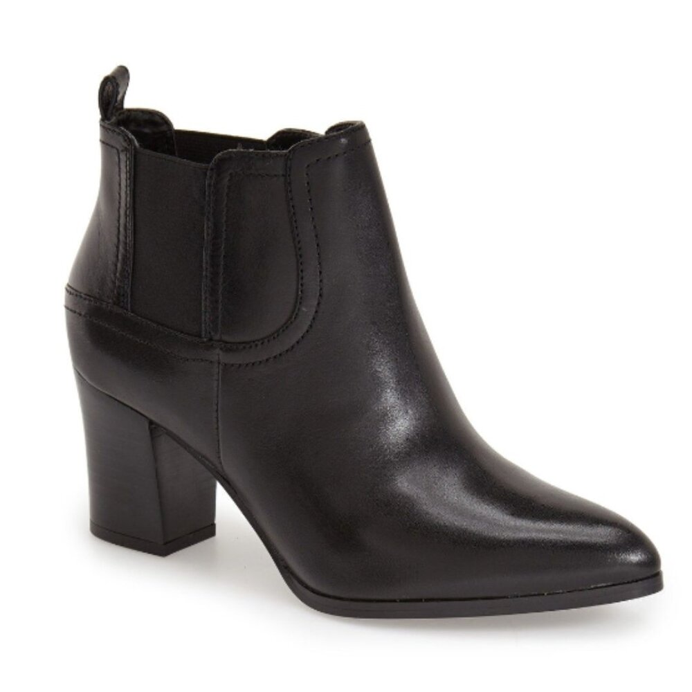 Franco Sarto Boots Black Leather Cita Chelsea Ankle Bootie